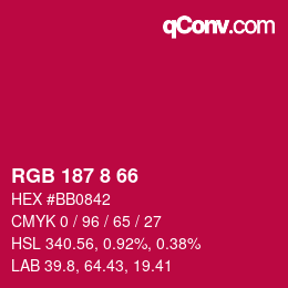 Color code: RGB 187 8 66 | qconv.com