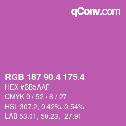 カラーコード: RGB 187 90.4 175.4 | qconv.com