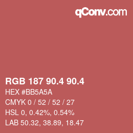 カラーコード: RGB 187 90.4 90.4 | qconv.com