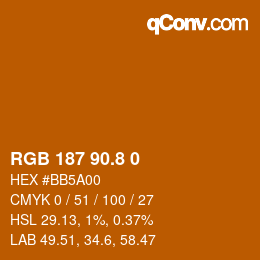 カラーコード: RGB 187 90.8 0 | qconv.com