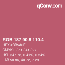 カラーコード: RGB 187 90.8 110.4 | qconv.com