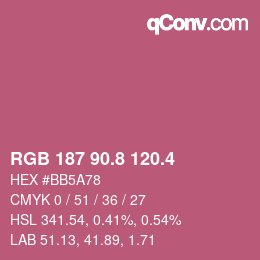 カラーコード: RGB 187 90.8 120.4 | qconv.com