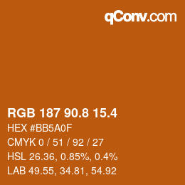 カラーコード: RGB 187 90.8 15.4 | qconv.com
