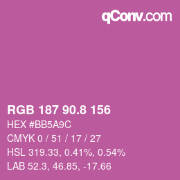 カラーコード: RGB 187 90.8 156 | qconv.com