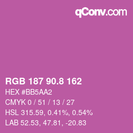 カラーコード: RGB 187 90.8 162 | qconv.com