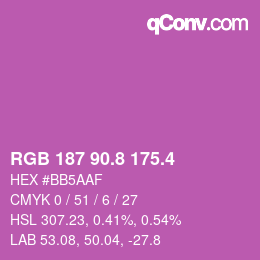 カラーコード: RGB 187 90.8 175.4 | qconv.com