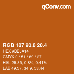 カラーコード: RGB 187 90.8 20.4 | qconv.com