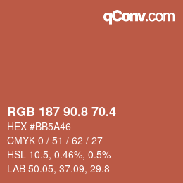 カラーコード: RGB 187 90.8 70.4 | qconv.com