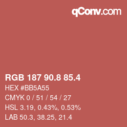 カラーコード: RGB 187 90.8 85.4 | qconv.com