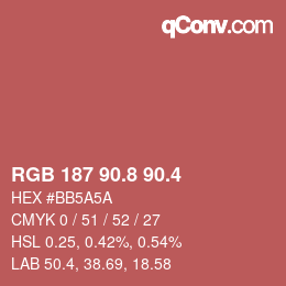 カラーコード: RGB 187 90.8 90.4 | qconv.com