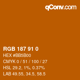 颜色代码: RGB 187 91 0 | qconv.com