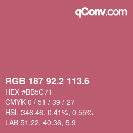 カラーコード: RGB 187 92.2 113.6 | qconv.com