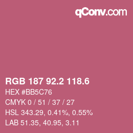 カラーコード: RGB 187 92.2 118.6 | qconv.com