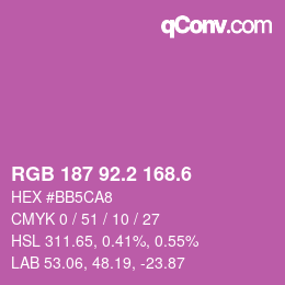 カラーコード: RGB 187 92.2 168.6 | qconv.com