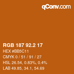カラーコード: RGB 187 92.2 17 | qconv.com