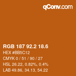 カラーコード: RGB 187 92.2 18.6 | qconv.com