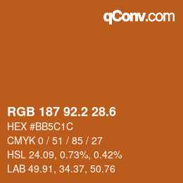 カラーコード: RGB 187 92.2 28.6 | qconv.com