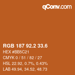 カラーコード: RGB 187 92.2 33.6 | qconv.com