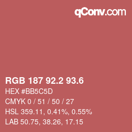カラーコード: RGB 187 92.2 93.6 | qconv.com