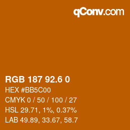 カラーコード: RGB 187 92.6 0 | qconv.com