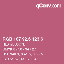カラーコード: RGB 187 92.6 123.6 | qconv.com