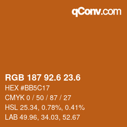 カラーコード: RGB 187 92.6 23.6 | qconv.com