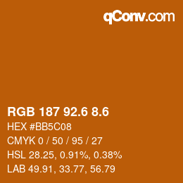 カラーコード: RGB 187 92.6 8.6 | qconv.com