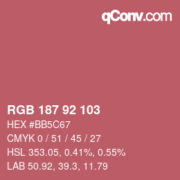 カラーコード: RGB 187 92 103 | qconv.com