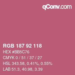 カラーコード: RGB 187 92 118 | qconv.com