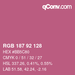 カラーコード: RGB 187 92 128 | qconv.com