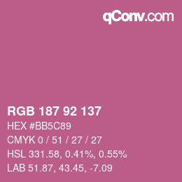 カラーコード: RGB 187 92 137 | qconv.com