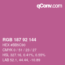 カラーコード: RGB 187 92 144 | qconv.com