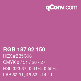 Color code: RGB 187 92 150 | qconv.com
