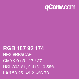 カラーコード: RGB 187 92 174 | qconv.com