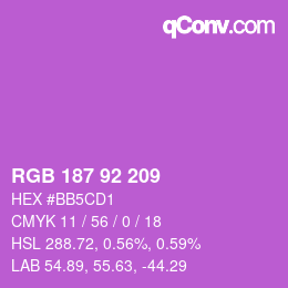 颜色代码: RGB 187 92 209 | qconv.com