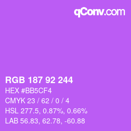 カラーコード: RGB 187 92 244 | qconv.com