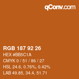 カラーコード: RGB 187 92 26 | qconv.com