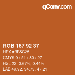 カラーコード: RGB 187 92 37 | qconv.com