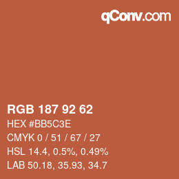 颜色代码: RGB 187 92 62 | qconv.com