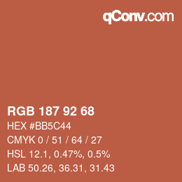 カラーコード: RGB 187 92 68 | qconv.com