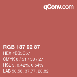 カラーコード: RGB 187 92 87 | qconv.com