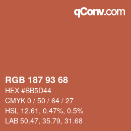 カラーコード: RGB 187 93 68 | qconv.com