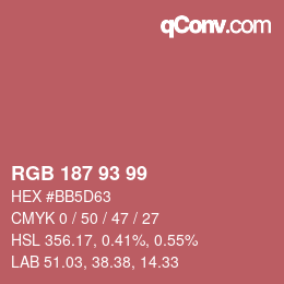 Color code: RGB 187 93 99 | qconv.com