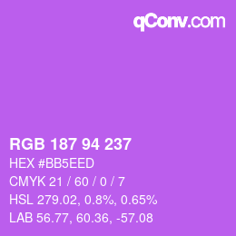 Color code: RGB 187 94 237 | qconv.com