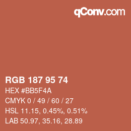 Farbcode: RGB 187 95 74 | qconv.com