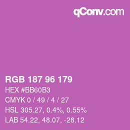 Color code: RGB 187 96 179 | qconv.com