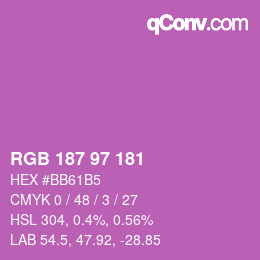 Color code: RGB 187 97 181 | qconv.com