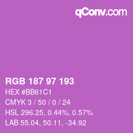 Color code: RGB 187 97 193 | qconv.com