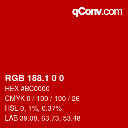カラーコード: RGB 188.1 0 0 | qconv.com