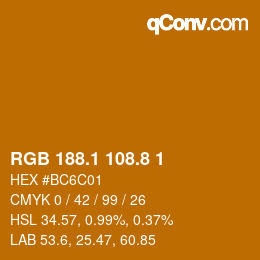 カラーコード: RGB 188.1 108.8 1 | qconv.com